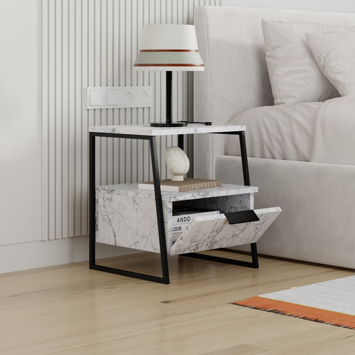 Hanah Home Mesilla de Noche Pal - Carrara Marble Hanah Home Mesilla de Noche Pal - Carrara Marble
